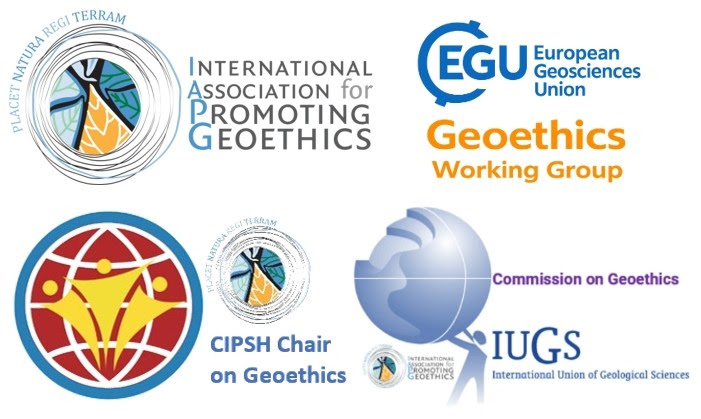 Logos of IAPG, EGU Geoethics Working Group, CIPSH Chair on Geoethics and IUGS Commission on Geoethics